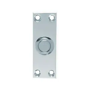 Decorative Door Bell Cover Polished Chrome 76 x 25mm Victorian Square Edged