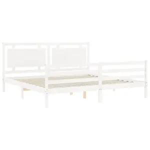 Berkfield Bed Frame with Headboard White 200x200 cm Solid Wood