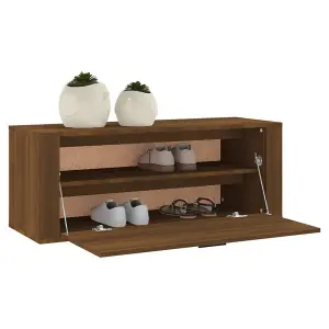 Berkfield Wall Shoe Cabinet Brown Oak 100x35x38 cm Engineered Wood