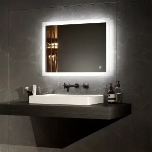 EMKE Illuminated Bathroom Mirror with Light Bathroom LED Mirror with Touch Switch Demister 450x600mm