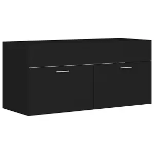 Berkfield Sink Cabinet with Built-in Basin Black Engineered Wood