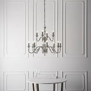 Luminosa Polina 12 Light Chandelier Polished Nickel Plate & Crystal Finish, E14