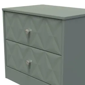 San Jose Ready assembled Green 2 Drawer Bedside chest (H)521mm (W)570mm (D)395mm