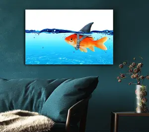 Goldfish Shark Canvas Print Wall Art - Medium 20 x 32 Inches