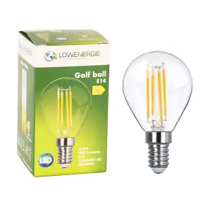 40w Equivalent LED Filament Light Bulb G45 Golf Ball E14 Screw 3.5w LED - Warm White - Pack of 6