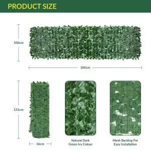 GardenKraft 26120 3m x 1m Dark Ivy Leaf Covered Trellis