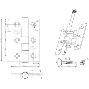 EAI - 3" Internal Door Hinges & Screws G7 FD30  - 76x50x2mm Square - White