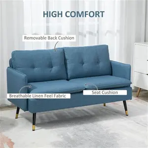 Portland 2 Seater Blue Button Tufted Sofa