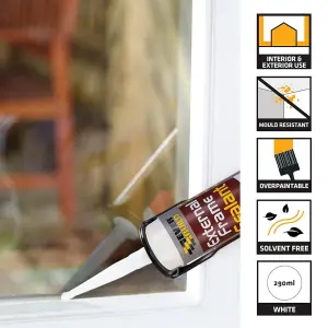 Everbuild Weather and Waterproof Window and Door Frame Acrylic Sealant, White, 290 ml (Pack of 6)