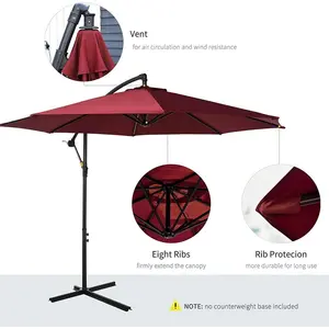 Oakland 300cm Cantilever Parasol Red