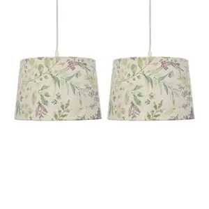 First Choice Lighting Set of 2 Voyage Floral Print 28cm Pendant or Lamp Shades