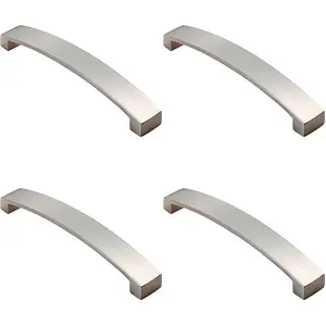 4x Flat Curved Bow Pull Handle 238 x 25mm 224mm Fixing Centres Satin Nickel