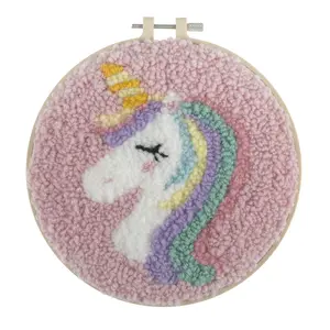 P/NEEDLE UNICORN - Punch Needle Kit: Yarn and Hoop: Unicorn - Trimits