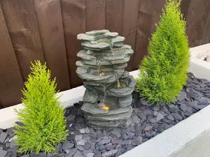 Aqua Creations 4 Bowl Textured Granite Mains Plugin Powered Water Feature