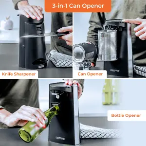 Geepas 3-in-1 Multifunctional Can Opener- 3 Functional Can Opener, Hands Free Multifunctional Electric Tin Opener