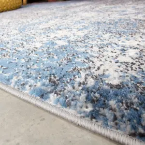 Blue Grey Super Soft Distressed Abstract Area Rug 190x280cm