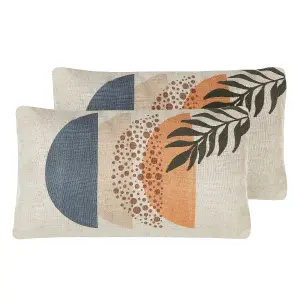 Set of 2 Cushions BROWALLIA 30 x 50 cm Abstract Multicolour