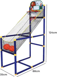 Portable Indoor/Outdoor Basketball Stand, Hoop, Net & Backboard Set Arcade Game for Kids & Adults Fun Indoor Sports Game