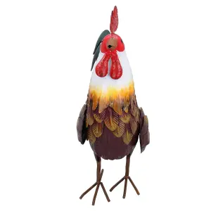 Hand Painted Metal Garden  Farmyard Metal Rooster Gift Sculpture 16x35x44cm