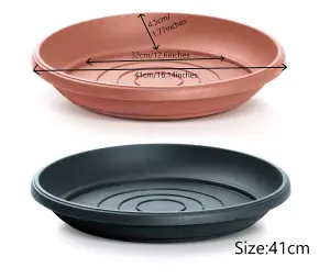 Round Plastic Water Plant Pot Saucer Trays Terracotta 41cm