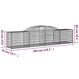 Berkfield Arched Gabion Baskets 11 pcs 300x50x60/80 cm Galvanised Iron