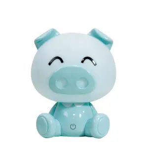 Luminosa Piggy Integrated LED Childrens Table Lamp, Blue