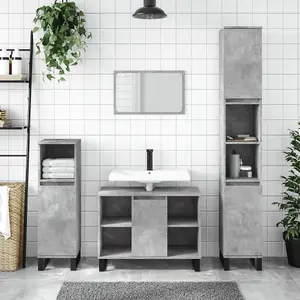 Berkfield Bathroom Cabinet Concrete Grey 80x33x60 cm Engineered Wood