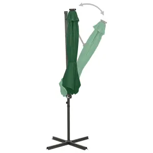 Berkfield Cantilever Umbrella with Pole and LED Lights Green 300 cm