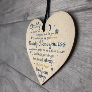 Red Ocean Handmade Wooden Heart From Bump Gifts For Men Dad Daddy To Be Birthday Father Baby Son Daughter