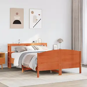 Berkfield Bed Frame without Mattress Wax Brown 150x200 cm King Size Solid Wood Pine