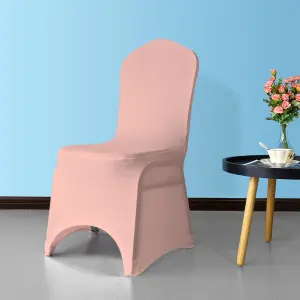 Polyester Spandex Chair Covers for Wedding Decoration - Rose Gold, Pack of 10