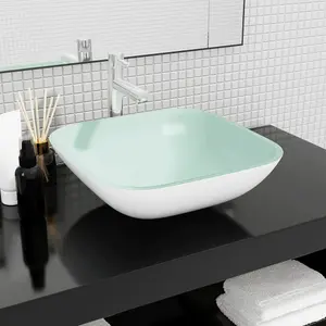 Berkfield Basin Glass 42x42x14 cm White