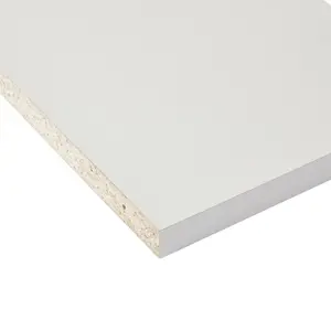 White Gloss Semi edged Furniture panel, (L)2.5m (W)600mm (T)18mm