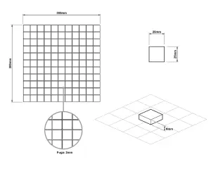 Ceramic mosaic with glass inserts on mesh for bathroom or kitchen 300mm x 300mm - White-green