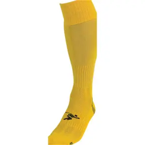 JUNIOR SIZE 12-2 Pro Football Socks - PLAIN YELLOW - Ventilated Toe Protection