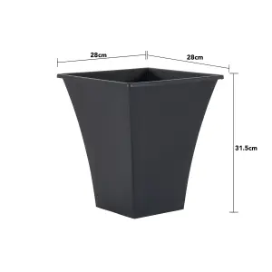 Wham Set 4 Metallica 28cm Square Plastic Planter Slate