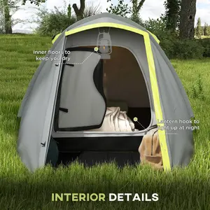 Outsunny 2 Man Camping Tent with Living Area, 2000mm Waterproof, Yellow