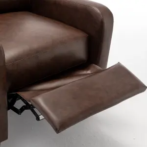 Recliner Upholstered Armchair PU Leather Padded Comfy Sofa Lounge Chair, Push Back Recliner with Rivet Decoration - Brown