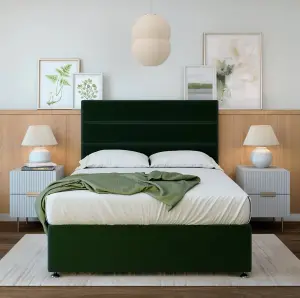 Ortho Classic Orthopaedic Emerald Green Plush Velvet 2 Drawer Divan Set And Headboard Small Single