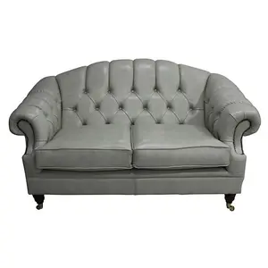 Chesterfield 2 Seater Stella Ice Leather Sofa Settee Bespoke In Victoria Style