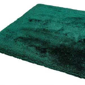 Green Easy to clean Plain Handmade , Luxurious , Modern , Plain , Shaggy , Sparkle Rug for Living Room, Bedroom - 120cm X 170cm