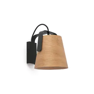 Luminosa Stood 1 Light Indoor Wall Lamp Black, Wood, E27