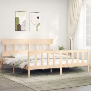 Berkfield Bed Frame with Headboard Super King Size Solid Wood