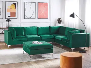 Sofa with Ottoman EVJA Green Velvet Left Hand