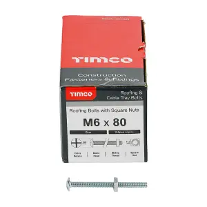 TIMCO Roofing Bolts & Square Nuts Silver - M6 x 80