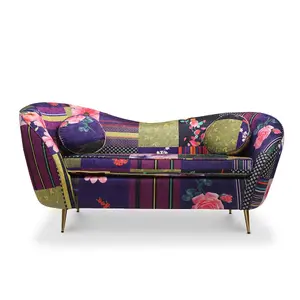 2 Seater Loveseat Small Sofa in Multicolour Patchwork Fabric