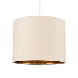 ValueLights Reni Beige and Gold Small Ceiling Pendant Light Shade