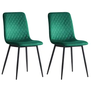 Set of 4 Lexi Velvet Fabric Dining Chairs with Metal Legs Green by MCC