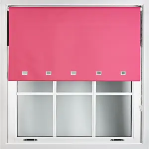 Furnished Made to Measure Blackout Roller Blinds with Square Eyelets and Metal Fittings - Fuchsia Pink (W)240cm (L)165cm