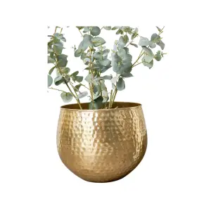 Melody Maison Medium Gold Hammered Metal Planter 30cm x 28cm